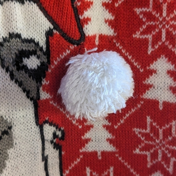 Merry Christmas Poof Large Red & White Llama w/ a Santa Hat Knit Sweater - Picture 3 of 10